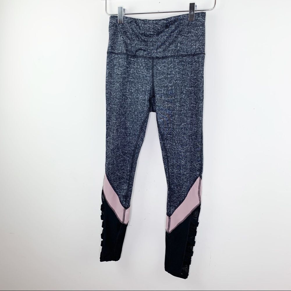 RBX Women's‎ Active Wear Black Pink Sheer Legging S